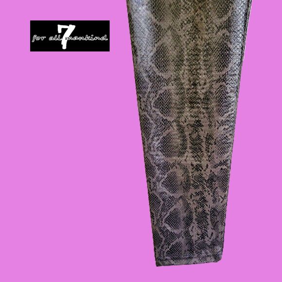7 FOR ALL MANKIND NEW Goth Snakeskin Coated Faux Leather Panel Legging - Picture 4 of 10
